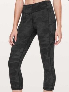Lululemon Luxtreme Black Camo Cropped Pace Active Pants - Size 8
